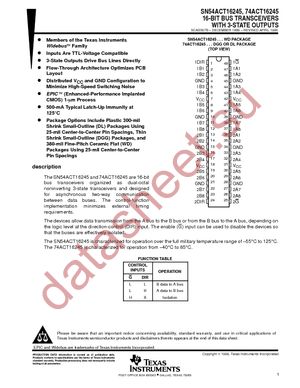 74ACT16245DGGRE4 datasheet  